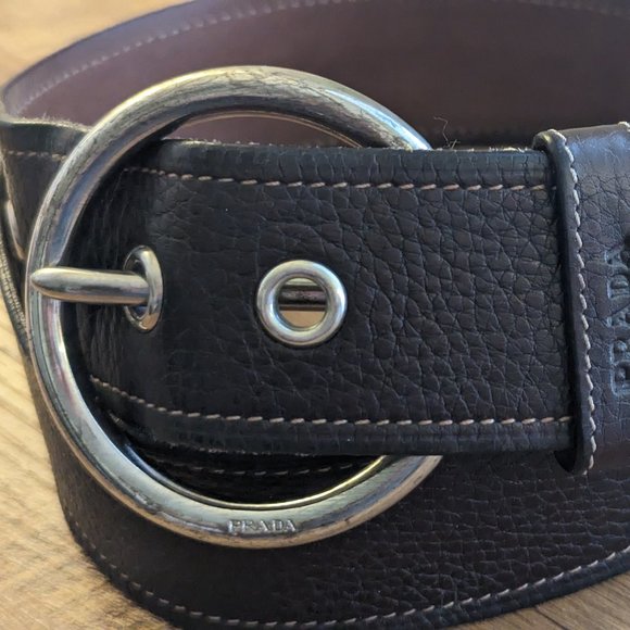 Prada Accessories - Vintage Prada Brown Leather Buckle Belt